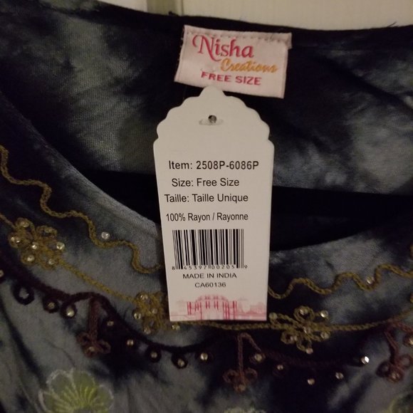 NWT L/XL Boho summer dress, blue-black - Picture 5 of 6